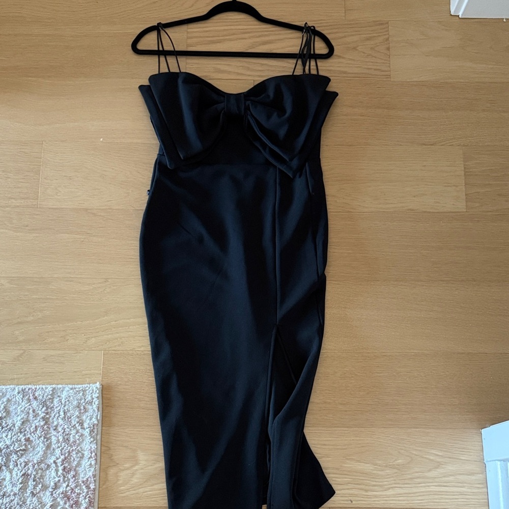 Hello Molly Black Strapless Dress with Bow Detail